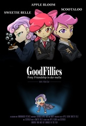 Size: 1299x1906 | Tagged: safe, artist:nancysauria, apple bloom, diamond tiara, scootaloo, sweetie belle, human, g4, cutie mark crusaders, german, goodfellas, humanized, parody