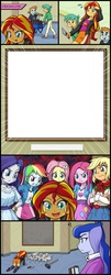 Size: 800x1977 | Tagged: safe, applejack, fluttershy, princess luna, rainbow dash, rarity, snails, snips, sunset shimmer, vice principal luna, equestria girls, g4, exploitable, exploitable meme, humane five, meme, sunset's art critics, template