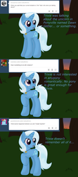 Size: 1280x2880 | Tagged: safe, artist:shiverbear, trixie, pony, unicorn, g4, ask, asksadtrixie, female, mare, raised hoof, sad, solo, tumblr