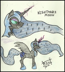 Size: 550x610 | Tagged: safe, artist:rdk, nightmare moon, g4, female, solo, traditional art