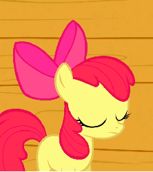 Size: 428x480 | Tagged: safe, screencap, apple bloom, earth pony, pony, g4, one bad apple, season 3, adorabloom, animated, blushing, cute, female, filly, foal, gif, loop, smiling, solo