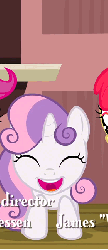 Size: 282x648 | Tagged: safe, screencap, apple bloom, scootaloo, sweetie belle, earth pony, pony, g4, one bad apple, animated, cropped, cute, diasweetes, female, gif, horn, horngasm, loop, magic, sparking horn, sweetie belle's magic brings a great big smile