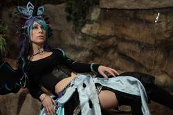 Size: 1280x853 | Tagged: safe, artist:kyuu-vixen-cosplay, nightmare moon, human, g4, clothes, convention, cosplay, costume, irl, irl human, midriff, nightmare night, photo, running of the leaves, solo