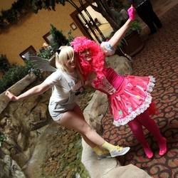 Size: 853x853 | Tagged: safe, derpy hooves, pinkie pie, human, g4, cosplay, irl, irl human, photo