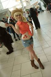 Size: 681x1024 | Tagged: safe, applejack, human, g4, belly button, cosplay, irl, irl human, photo