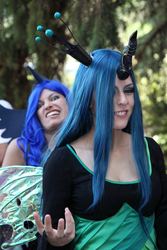 Size: 768x1152 | Tagged: safe, artist:ifria, princess luna, queen chrysalis, human, g4, cosplay, irl, irl human, photo
