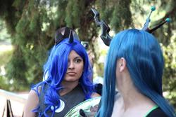 Size: 1152x768 | Tagged: safe, artist:ifria, princess luna, queen chrysalis, human, g4, cosplay, irl, irl human, photo