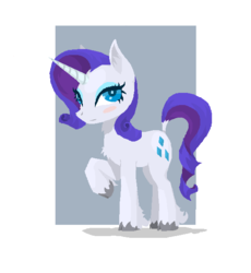 Size: 558x606 | Tagged: safe, artist:phidippusofmystery, rarity, classical unicorn, g4, alternate hairstyle, cloven hooves, female, horn, leonine tail, solo, unshorn fetlocks