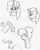 Size: 500x625 | Tagged: safe, artist:wandertones, oc, oc only, oc:partway mist, detachable head, disembodied butt, disembodied head, half, modular, monochrome, reference sheet, solo, traditional art