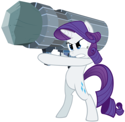 Size: 903x885 | Tagged: dead source, safe, artist:maximillianveers, rarity, tom, pony, unicorn, g4, angry, bipedal, cannon, cannon ponies, female, gritted teeth, mare, rock, simple background, solo, teeth, transparent background, vector