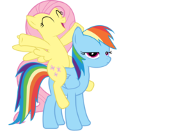 Size: 6219x4859 | Tagged: safe, artist:tiredbrony, fluttershy, rainbow dash, pegasus, pony, g4, absurd resolution, fluttershy riding rainbow dash, ponies riding ponies, riding, riding a pony, simple background, transparent background, unamused, vector