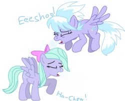 Size: 2868x2314 | Tagged: safe, artist:masterxtreme, cloudchaser, flitter, pegasus, pony, g4, duo, duo female, female, fetish, flying, mare, simple background, sneezing, sneezing fetish, spread wings, transparent background, wings