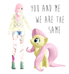 Size: 1350x1440 | Tagged: safe, artist:stylinsorrowmmd, fluttershy, human, g4, 3d, duo, female, human ponidox, humanized, light skin