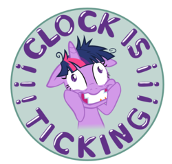 Size: 1121x1072 | Tagged: safe, artist:fabulousmoustache, twilight sparkle, g4, lesson zero, clock is ticking, female, insanity, solo, twilight snapple