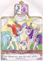 Size: 754x1060 | Tagged: safe, artist:chatsium, twilight sparkle, alicorn, keldeo, pony, g4, crossover, crossover shipping, female, illuminated manuscript, mare, pokémon, shipping, twildeo, twilight sparkle (alicorn)