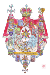 Size: 735x1086 | Tagged: safe, artist:chatsium, coat of arms, heraldry, motto, simple background, transparent background
