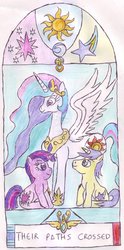 Size: 630x1268 | Tagged: safe, artist:chatsium, comet tail, princess celestia, twilight sparkle, g4, jontron thread