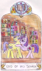Size: 688x1160 | Tagged: safe, artist:chatsium, comet tail, twilight sparkle, g4, blushing, female, hug, library, male, ship:cometlight, shipping, straight