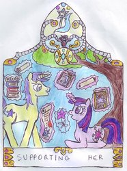 Size: 772x1035 | Tagged: safe, artist:chatsium, comet tail, twilight sparkle, g4, magic duel, alicorn amulet, book, female, flower, male, scroll, ship:cometlight, shipping, straight