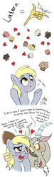 Size: 910x3010 | Tagged: safe, artist:joakaha, derpy hooves, discord, pegasus, pony, g4, blushing, comic, derpcord, female, heart, male, mare, muffin, shipping, straight