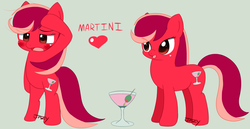 Size: 1024x527 | Tagged: safe, artist:pokumii, oc, oc only, earth pony, pony, martini