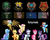 Size: 1500x1206 | Tagged: safe, artist:reina-kitsune, applejack, discord, fluttershy, gilda, pinkie pie, princess cadance, princess celestia, princess luna, rainbow dash, rarity, trixie, twilight sparkle, griffon, g4, clothes, crossover, gryffindor, harry potter (series), hufflepuff, ravenclaw, scarf, slytherin