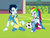 Size: 1024x768 | Tagged: safe, artist:ferrokiva, rainbow dash, soarin', equestria girls, g4, female, football, male, ship:soarindash, shipping, straight, sweat