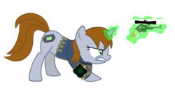 Size: 4679x2365 | Tagged: safe, artist:scarletlightning565, oc, oc only, oc:littlepip, pony, unicorn, fallout equestria, .svg available, clothes, cutie mark, fanfic, fanfic art, female, glowing horn, gritted teeth, gun, handgun, hooves, horn, jumpsuit, levitation, little macintosh, magic, mare, optical sight, pipbuck, revolver, show accurate, simple background, solo, svg, teeth, telekinesis, transparent background, vault suit, vector, weapon