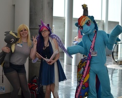 Size: 921x737 | Tagged: safe, artist:shiverbug, derpy hooves, rainbow dash, twilight sparkle, human, g4, cosplay, fursuit, irl, irl human, photo, plushie, ponysuit, trio