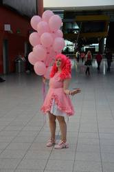 Size: 636x960 | Tagged: safe, artist:askaluna, pinkie pie, human, g4, balloon, cosplay, irl, irl human, photo