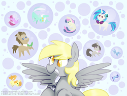 Size: 800x600 | Tagged: safe, artist:radioactive-k, berry punch, berryshine, bon bon, carrot top, derpy hooves, dj pon-3, doctor whooves, golden harvest, lyra heartstrings, minuette, octavia melody, sweetie drops, time turner, trixie, vinyl scratch, earth pony, pegasus, pony, unicorn, g4, background six, background ten, female, male, mare, pointy ponies, stallion