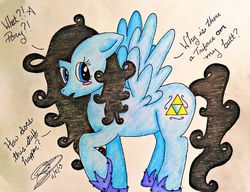 Size: 640x491 | Tagged: safe, artist:silentdeseos, oc, oc only, pegasus, pony, the legend of zelda, triforce