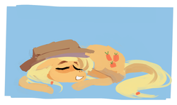 Size: 1174x695 | Tagged: safe, artist:karzahnii, applejack, g4, female, sleeping, solo