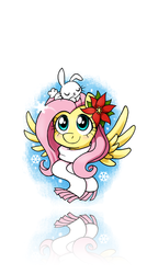 Size: 744x1392 | Tagged: safe, artist:kryptonpony, angel bunny, fluttershy, g4, clothes, flower, ios, ios 7, scarf, wallpaper, winter