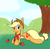 Size: 1258x1235 | Tagged: safe, artist:metalsonic911, applejack, g4, alternate hairstyle, bandana, braid, chest fluff, female, grass, prone, solo, tree