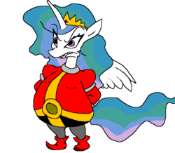 Size: 663x578 | Tagged: safe, artist:echidnajoe, artist:vinny van yiffy, princess celestia, alicorn, pony, g4, adventures of sonic the hedgehog, crossover, doctor eggman, male, ponified, simple background, sonic the hedgehog (series), white background