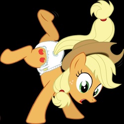 Size: 655x656 | Tagged: safe, artist:oliver-england, applejack, earth pony, pony, g4, black background, diaper, female, mare, non-baby in diaper, simple background, solo