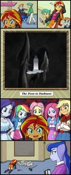 Size: 800x1977 | Tagged: safe, applejack, fluttershy, princess luna, rainbow dash, rarity, snails, snips, sunset shimmer, vice principal luna, equestria girls, g4, disney, door to darkness, exploitable meme, kingdom hearts, meme, sunset's art critics