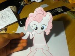 Size: 960x720 | Tagged: safe, artist:faulty-roze, pinkie pie, g4, drawing, fourth wall, paper child, paper pony, papercraft