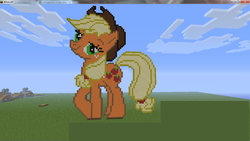 Size: 1366x768 | Tagged: safe, applejack, g4, female, minecraft, minecraft pixel art, pixel art, solo