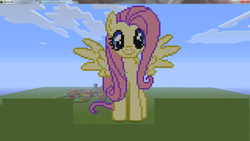 Size: 1366x768 | Tagged: safe, fluttershy, g4, female, minecraft, minecraft pixel art, pixel art, solo