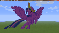 Size: 1366x768 | Tagged: safe, twilight sparkle, alicorn, pony, g4, element of magic, female, mare, minecraft, minecraft pixel art, pixel art, solo, twilight sparkle (alicorn)