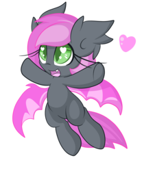 Size: 2500x3026 | Tagged: safe, artist:starlightlore, oc, oc only, oc:heartbeat, bat pony, pony, blank flank, heart, heart eyes, simple background, solo, transparent background, wingding eyes