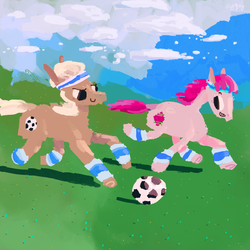 Size: 965x964 | Tagged: safe, artist:cutebrows, ace, patch (g1), earth pony, pony, g1, my little pony tales, ball, football, male