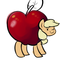 Size: 900x900 | Tagged: safe, artist:rustydooks, applejack, g4, apple, apple costume, clothes, costume, female, food costume, simple background, solo