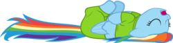 Size: 2321x572 | Tagged: safe, artist:zacatron94, rainbow dash, pegasus, pony, g4, clothes, female, mare, on back, pajamas, simple background, sleeping, solo, transparent background, vector