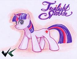 Size: 700x541 | Tagged: safe, artist:jadenkaiba, twilight sparkle, pony, unicorn, g4, female, solo, traditional art, unicorn twilight