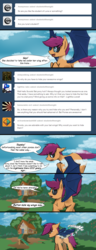 Size: 3000x7796 | Tagged: safe, artist:darkflame75, scootaloo, bat pony, pony, g4, ask, bat ponified, magic, race swap, scootabat, scootaloo can fly, student of the night, tumblr