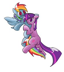 Size: 1345x1510 | Tagged: safe, artist:shovrike, rainbow dash, twilight sparkle, g4, featureless crotch, female, lesbian, ship:twidash, shipping