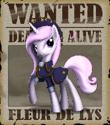 Size: 800x912 | Tagged: safe, artist:lionheartcartoon, fleur-de-lis, g4, animated, female, pirate, smiling, solo, wanted, wind